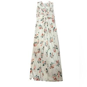 Peach Love California Floral Maxi Sleeveless Dress Sz Medium White Peach & Blue
